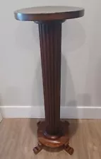 1930’s Mahogany Pedestal Plant Stand with a Fluted Round Column (36" Tall) Nice