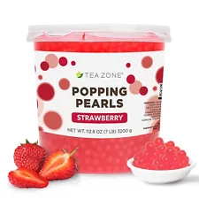 Tea Zone Strawberry Popping Pearls/Popping Boba(B2053, 7lbs) for Boba Tea