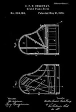 1878 - Grand Piano - Forte - C. F. T. Steinway - Patent Art Magnet