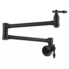 Brass Pot Filler Faucet Black: Wall Mount Commercial Pot Filler with Double J...