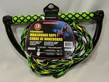 Airhead 3 Section Performance Wakeboard Rope Custom Length 65' Total 15" Handle.