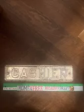 “CASHIER” ANTIQUE SIGN Sale Helps Charity