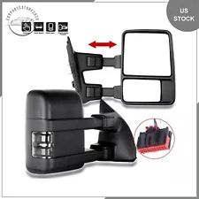 Pair Fits 08-16 Ford F250 F350 F450 F550 Super Duty Towing Manual Signal Mirror