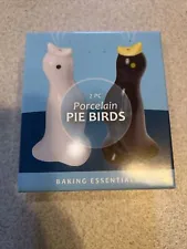 R&M International Set Of 2 Black And White Porcelain Pie Bird