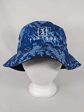 New ListingPGA Tour Reversible Bucket Hat Adult OSFM Blue Solid Floral Golf Casual Travel