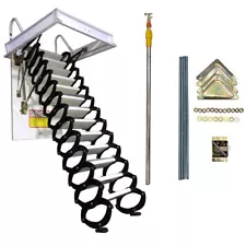 Used 10.5Ft Black and White Attic Pull Down Ceiling Ladder Stairs 27.56x47.24''