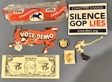 Lot of (8) POLITICAL MEMORABILIA VOTE DEMOCRAT VINTAGE - See Detail in Pictures