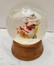 Eddie Bauer Vintage 1998 Santa Sleigh Snow Globe Wood Base RV Airstream Xmas