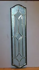 FIGURAL THICK DOUBLE LEADED GLASS WINDOW BEVELED W/ BRASS PATTERN 33 1/4"x8 1/4"