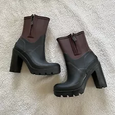 Hunter Original AW15 Contrast High Heel Rubber Rain Ankle Boots Size 7