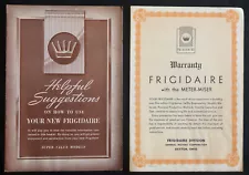 Vtg 1939 Frigidaire Refrigerator Warranty Certificate AND Helpful Hint Booklet