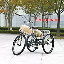 Secondhand 26" 3-Wheeled Adult Tricycle w/ Foldable Basket for Shopping&Outing