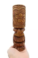 Hawaiian Tiki Figurine - Hand Carved Monkey Pod Wood, HI Souvenir, Protection