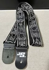 D'Addario Joe Satriani Planet Lock Guitar Strap, Skull N Bones READ