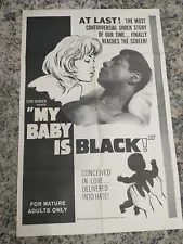 MY BABY IS BLACK FULL SHEET 41x27 MOVIE POSTER EXPLOITATION RARE