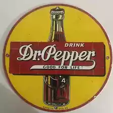 OLD VINTAGE DATED 1939 DRINK DR. PEPPER "GOOD FOR LIFE" PORCELAIN SIGN SODA POP