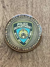 F15 NYPD New York Police Green White Blue Flag Challenge Coin