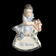 Vintage MV Volkstedt Irish Dresden Up Horsey Young Girl Rocking Horse Figurine