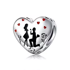 Will You Marry Me Heart Charm For European Bracelets S925 Sterling Silver