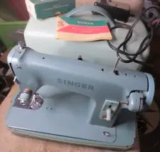 Vintage Singer 285K Sewing Machine Teal Green With Case + Foot Pedal for repair