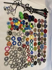 Huge 150 Pc Lot Beyblade Bay Blades + Launchers and Parts, Metal and Plastic