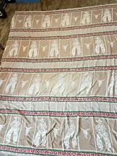 Vintage Bates Bedspread Western Cowboy and Steer 72x90 Woven Cotton