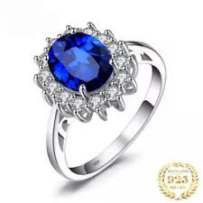 Princess Diana Created Blue Sapphire 925 Sterling Silver Ring for Woman Gift