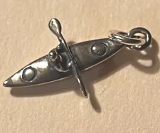 SALE! Kayak Charm (no Chain) Sterling .925 Silver (not Hollow) Solid Pendant