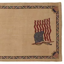 OLD GLORY Flag Burlap Table Runner Americana Stars & Stripes 13" X 54" Patriotic