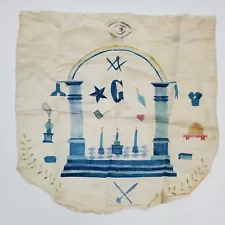 Antique 18/19th Century Hand Painted Silk Masonic Apron Freemasons San Francisco