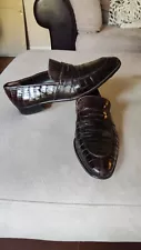 Caporicci Men’s Handmade in Italy Burgudy Alligator Loafers Dress Shoes 11.5