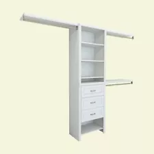 Wood Closet Organizer Kit Shelving System Drawers Home Storage 25 Inch W. White