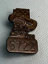 1968 Indy 500 BRONZE #6722 Pit Pass Pin Badge - BOBBY UNSER Wins! - EXCELLENT!