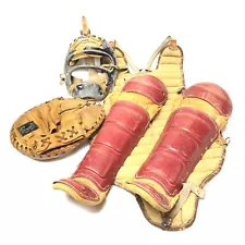 Vintage Nokona Rawlings Sonnett baseball catcher equipment set