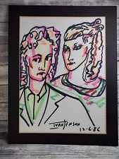 Vntg Ivan Jenson Signed Original Pop Art - 28" x 22" Fluorescent Portrait 1986