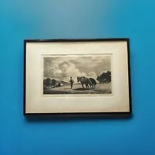 JOSEPH KIRKPATRICK-Signed Aquatint Etching-THE CHAIN HARROW-Horses/Plough/Farm