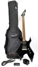 BC Rich Bronze Series Warlock Electric Guitar Black w/ Case & Tuner + Cable