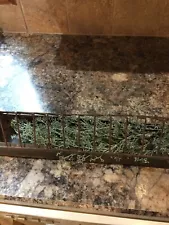 Vintage 3 Foot Long Metal Chicken Feeder With Hinged Attached Lid And Faux Green