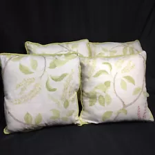 Lot 4 Custom Made Feather Throw Pillow 19" Square Piping Celdon Green Zipper