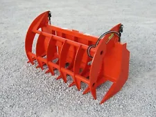 72" Brush Root Rake Clam Grapple Attachment Fits Skid Steer Tractor Quick Attach