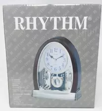 NEW Rhythm 4RJ636WD23 Wood Grain Mantle Shelf Clock Hymns + Christmas Melodies