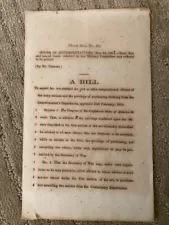 RARE Confederate Congressional Imprint: House Bill No. 10, 1864 Officer's Ration