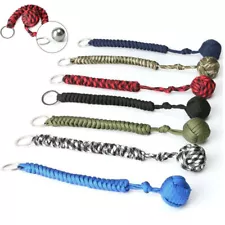 Keychain Strength Paracord Black Monkey Fist Hiking With Steel Ball Outdoor