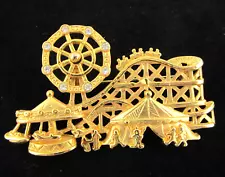 Vintage Carnival Amusement Park Brooch Pin Roller Coaster Turning Ferris Wheel