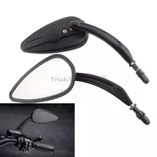 2x Motorcycle 8mm Rear View Side Mirrors For Harley Touring Road King 1982-later