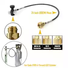 CGA320 Connector Co2 Cylinder Tank Refill Adaptor Hose Gauge Kit For Sodastream