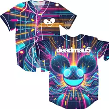 Deadmau5-neon colors rave PRINTED baseball jersey for edm festivals Size S-5XL