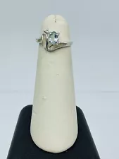 Beautiful Sterling Silver 925 Aquamarine Stone Ring - 5” - 2.1g