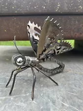 Scrap Metal Butterfly Sculpture Handmade Welding Yard Art Recycled Steel