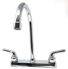 8" Center Two-Handle Plastic Body, Tall Stainless Steel Spout Kitchen Faucet